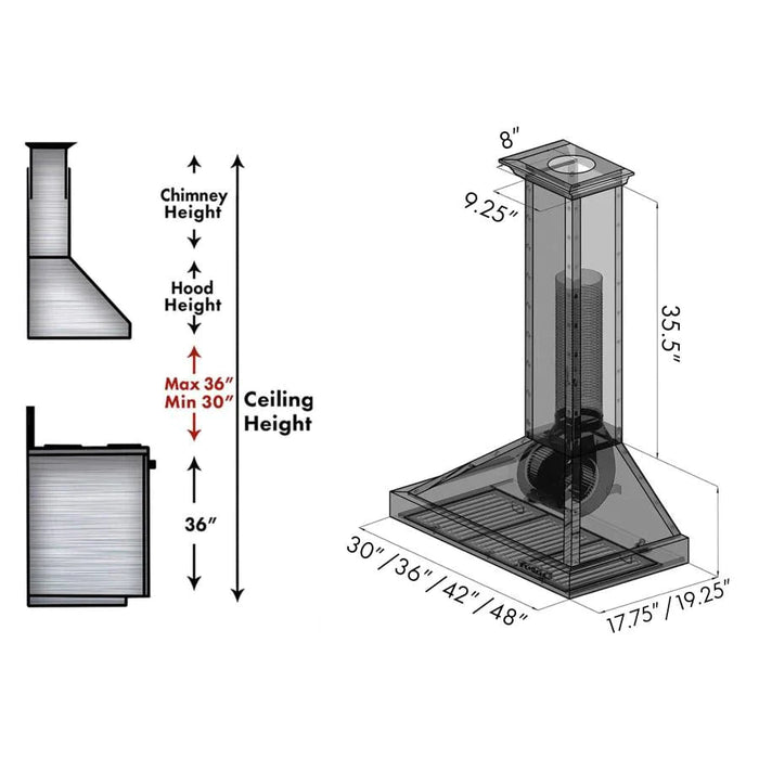 ZLINE KB2-HB Designer Series Wall Mount Range Hood - Topture