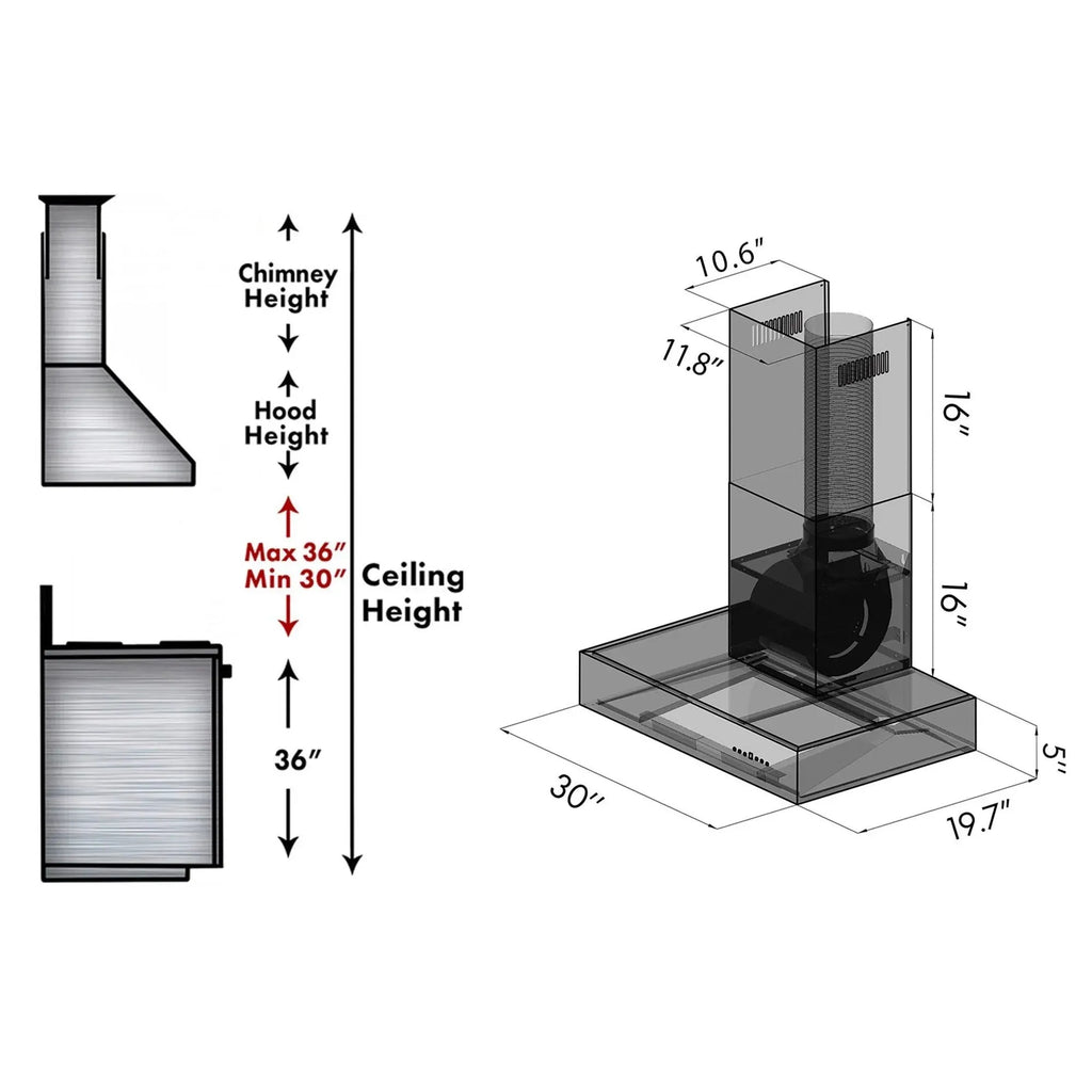 ZLINE KECOM Wall Mount Range Hood - Topture