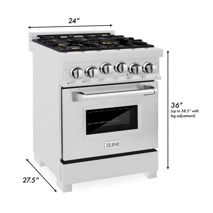 ZLINE Omega | 24" 2.8 cu. ft. Gas Oven and Gas Cooktop Range in Fingerprint Resistant Stainless Steel - Topture