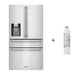 ZLINE Omega | 36" 21.6 cu. ft. 4-Door French Door Refrigerator with Water and Ice Dispenser and Water Filter in Fingerprint Resistant Stainless Steel - Topture