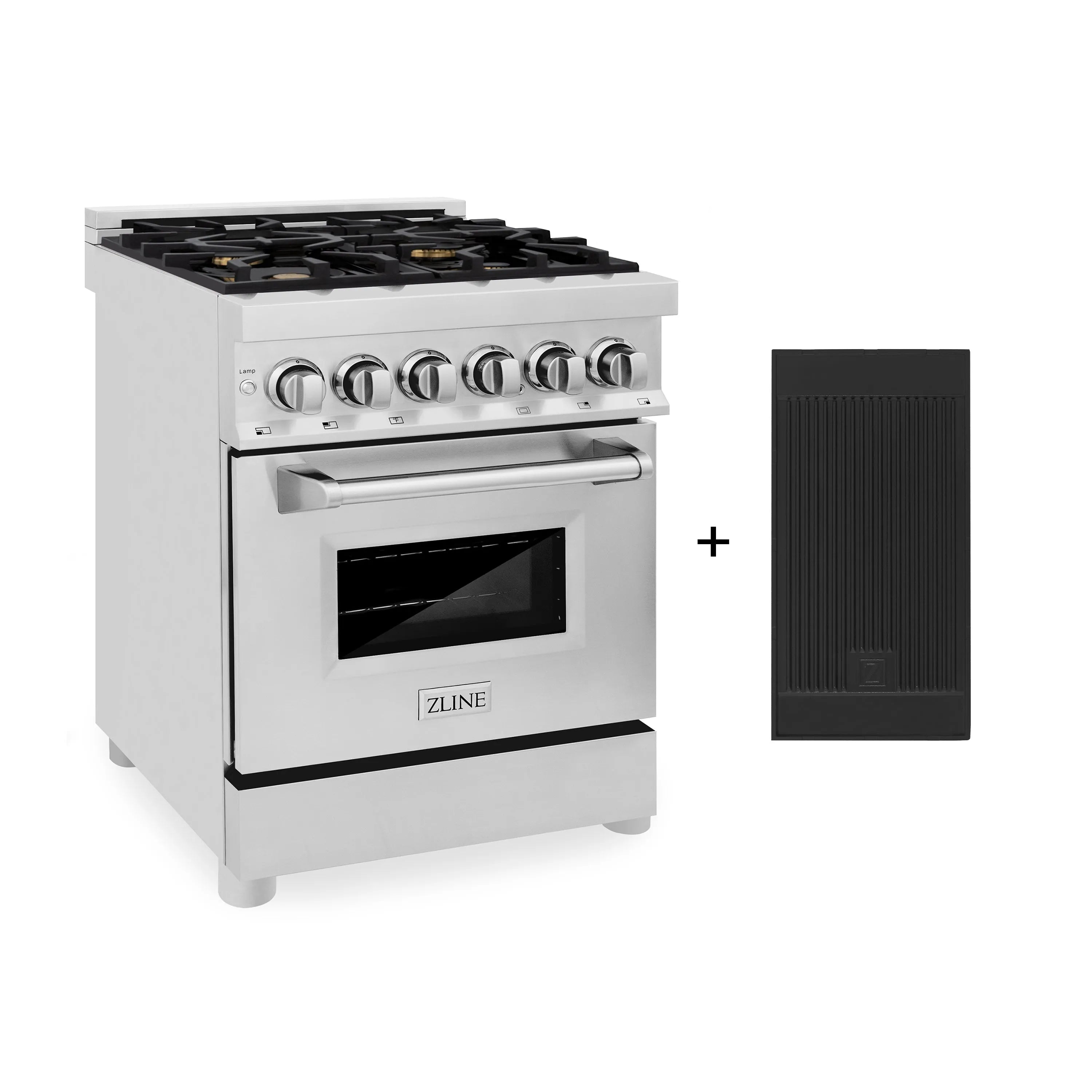 ZLINE 48 in. 6.0 Cu. ft. Electric Oven and Gas Cooktop Dual Fuel Range with Griddle and Brass Burners in Stainless Steel RA BR GR 48
