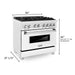 ZLINE Omega | Electric Oven and Gas Cooktop Dual Fuel Range with Griddle and White Matte Door in Fingerprint Resistant Stainless - Topture
