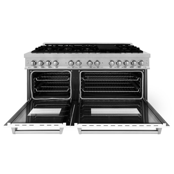 ZLINE Omega | Electric Oven and Gas Cooktop Dual Fuel Range with Griddle and White Matte Door in Fingerprint Resistant Stainless - Topture