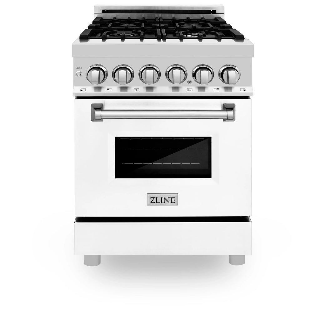 ZLINE Omega | Electric Oven and Gas Cooktop Dual Fuel Range with Griddle and White Matte Door in Stainless Steel - Topture