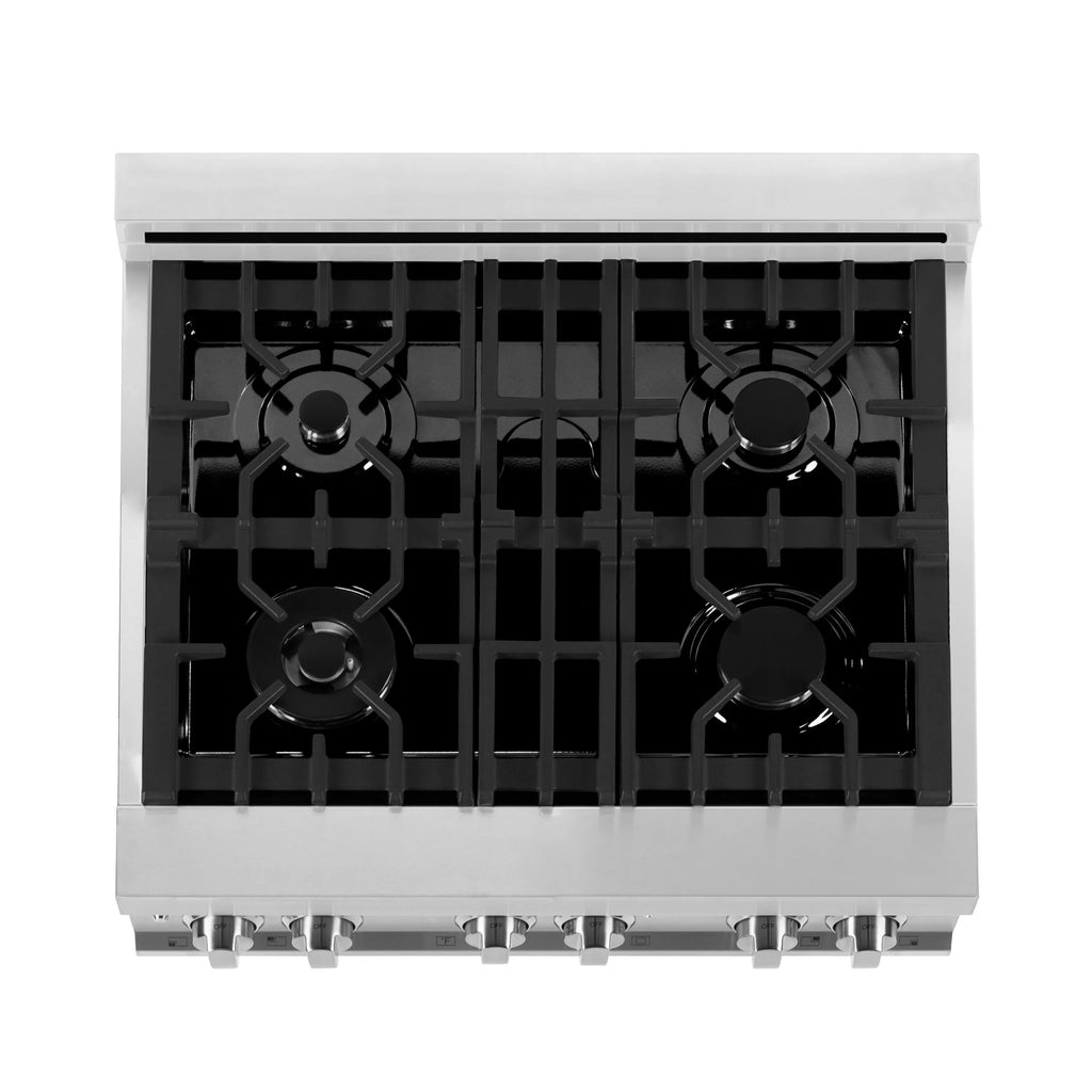 ZLINE Omega | Electric Oven and Gas Cooktop Dual Fuel Range with Griddle and White Matte Door in Stainless Steel - Topture