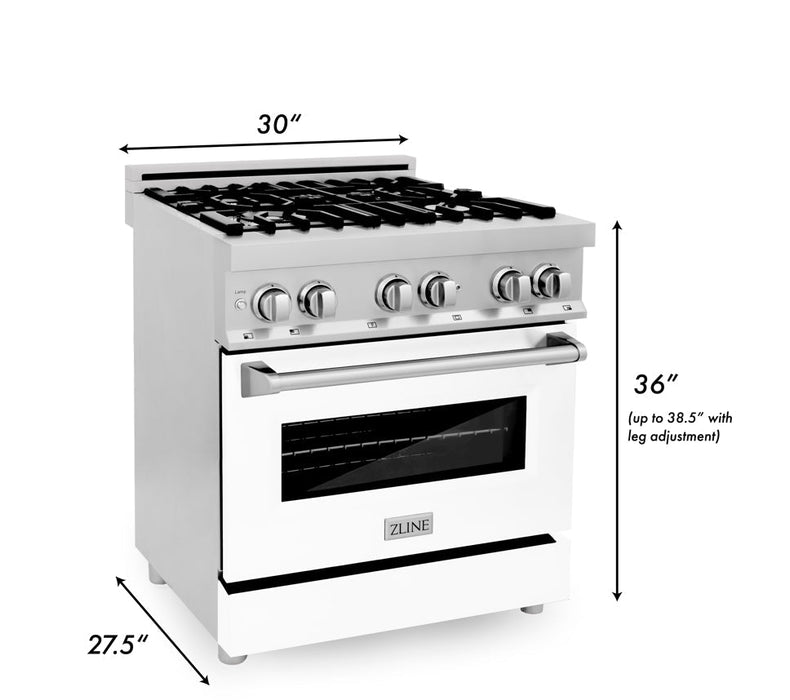 ZLINE Omega | Electric Oven and Gas Cooktop Dual Fuel Range with Griddle and White Matte Door in Stainless Steel - Topture