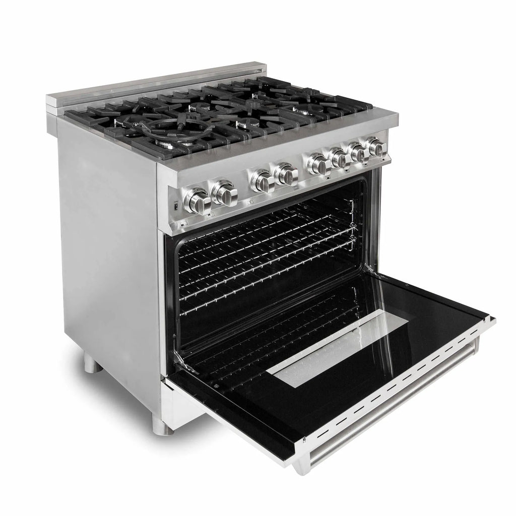 ZLINE Omega | Electric Oven and Gas Cooktop Dual Fuel Range with Griddle and White Matte Door in Stainless Steel - Topture