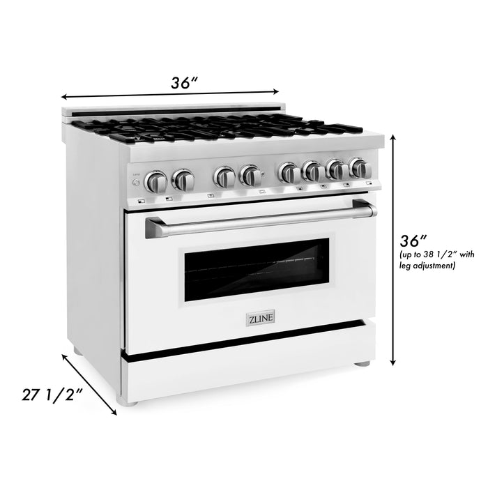 ZLINE Omega | Electric Oven and Gas Cooktop Dual Fuel Range with Griddle and White Matte Door in Stainless Steel - Topture
