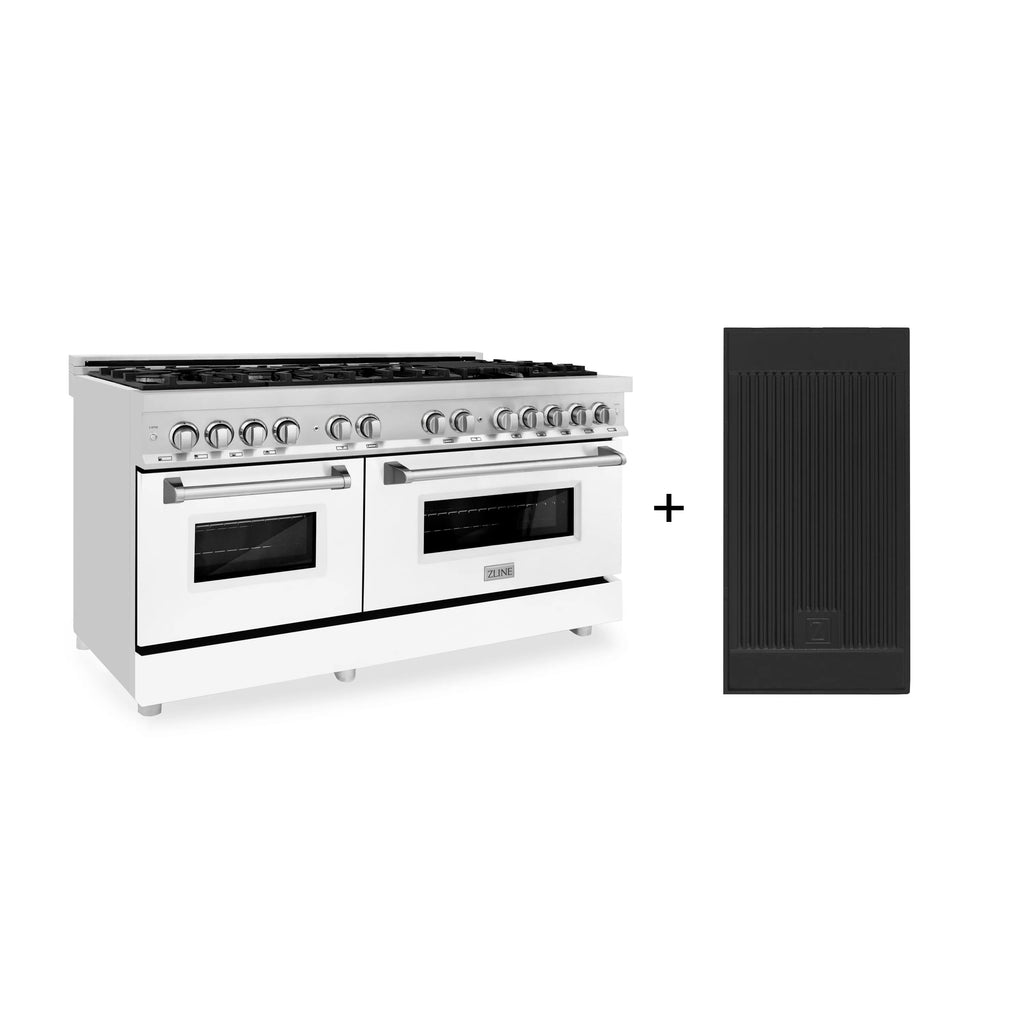 ZLINE Omega | Electric Oven and Gas Cooktop Dual Fuel Range with Griddle and White Matte Door in Stainless Steel - Topture