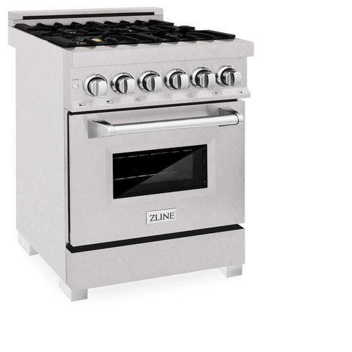 ZLINE Professional Dual Fuel Range in Durasnow Stainless Steel with Brass Burners - Topture