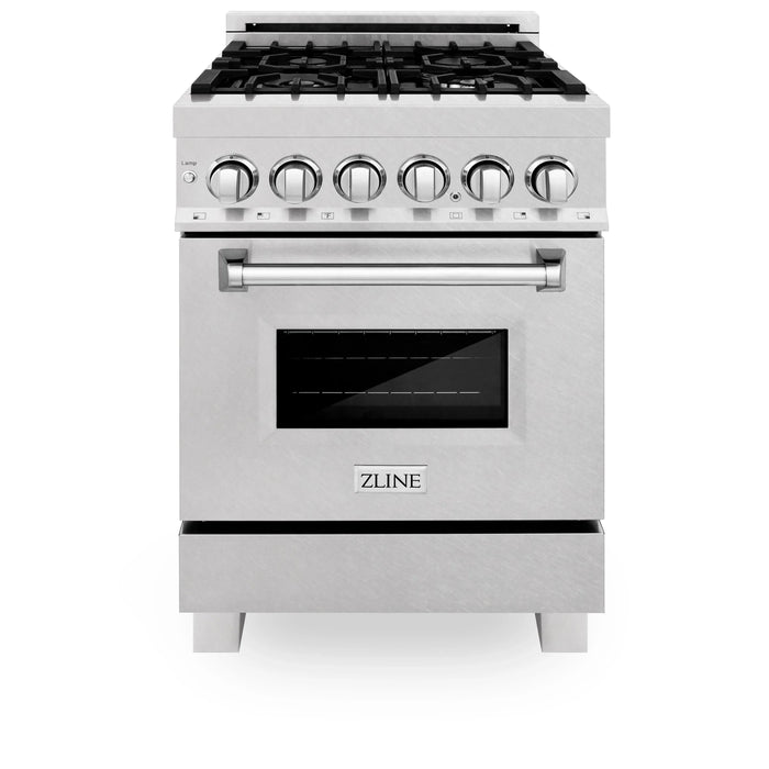 ZLINE Professional Dual Fuel Range in Durasnow Stainless Steel with Brass Burners - Topture